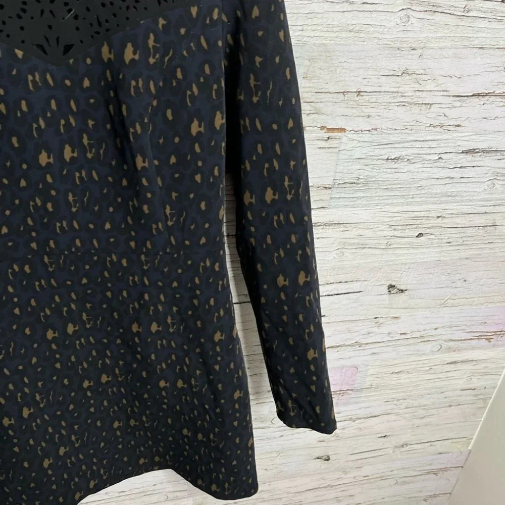 Maison scotch dress long sleeve blue  brown cut out dress size 2 medium - Picture 9 of 12